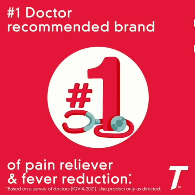 Tylenol Extra Strength, 500 mg. Acetaminophen, 2 caplets/pk., 50 pk